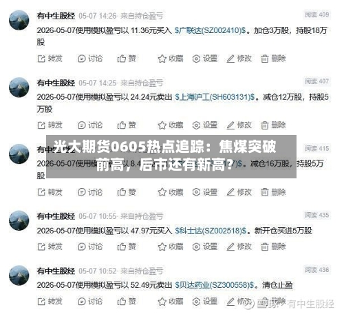 光大期货0605热点追踪：焦煤突破前高，后市还有新高？-第2张图片